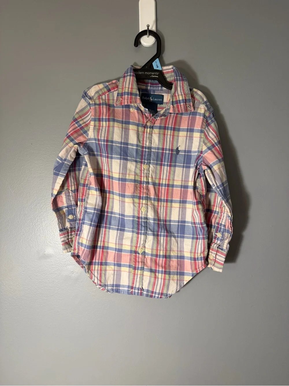 Ralph Lauren Pastel Plaid Button-Down Shirt in Pink, Blue & Cream